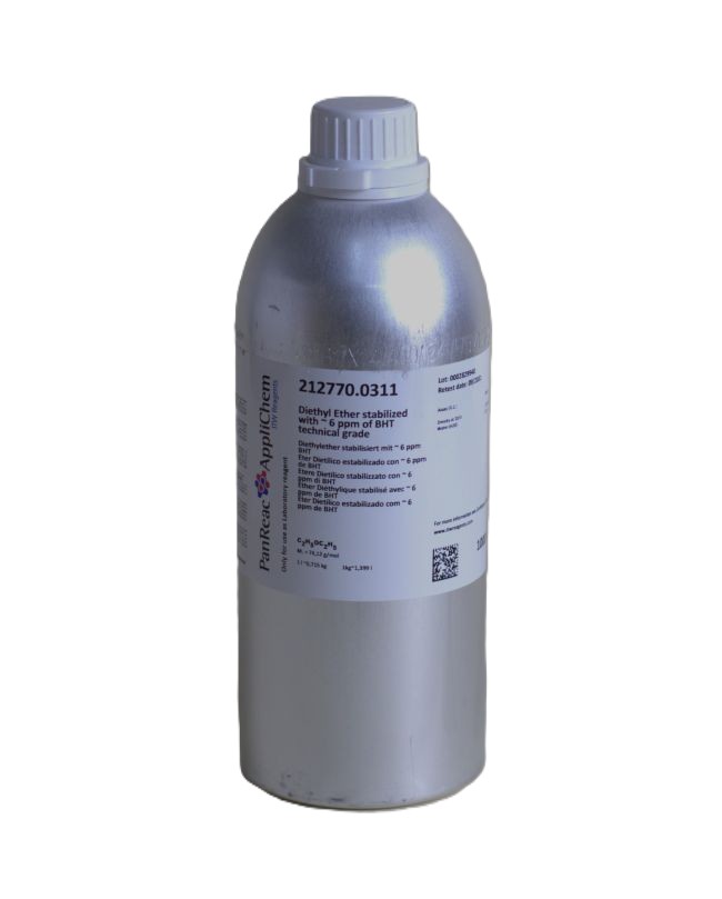 Eter Dietílico Estabilizado con ~ 6 ppm de BHT grado Técnico 1L