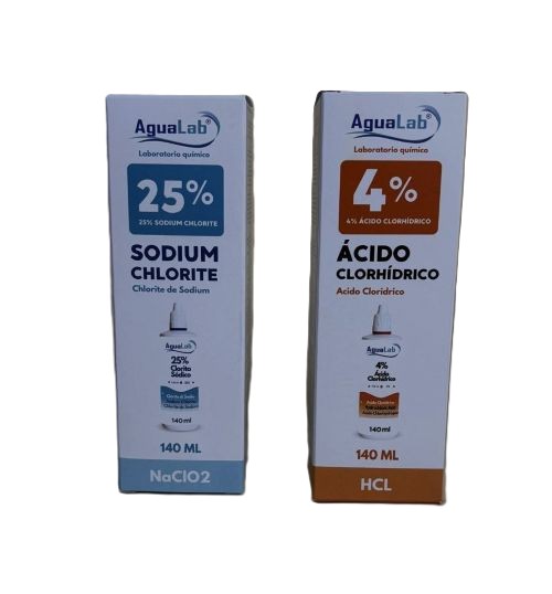 Kit Clorito Sódico 25% 140 ml + Activador Ac. Clorhídrico 4% 