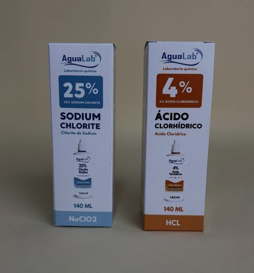 Kit Clorito Sódico 25% 140 ml + Activador Ac. Clorhídrico 4% 