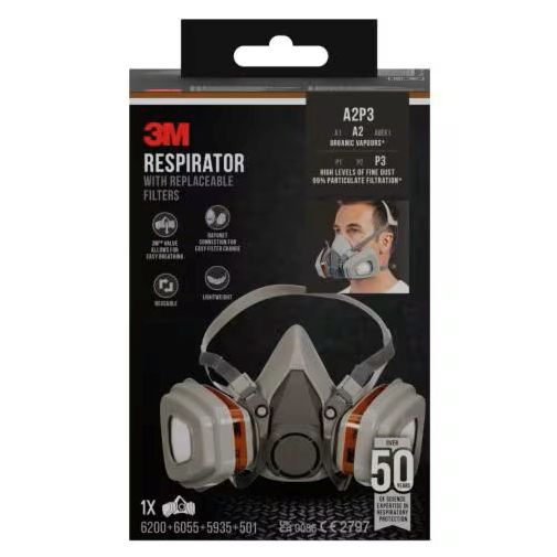  Respirador 3M Pintura, Vapor/Org y Partículas Filtros Remplazables A2P2