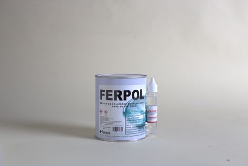 [RR022/1000] Resina de Poliester Ferpol 1973 1L+Cat 25 g. (Oclusiones-Transparente) 
