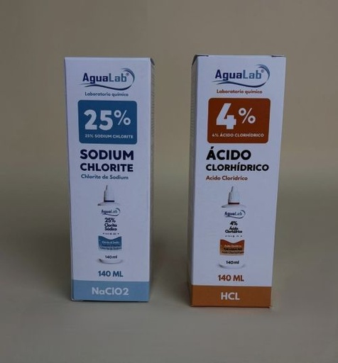 [AGL81045435] Kit Clorito Sódico 25% 140 ml + Activador Ac. Clorhídrico 4% 
