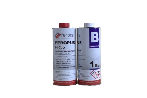 Resina de Poliuretano Feropur PR55+E55 Rígida 1KG+1KG